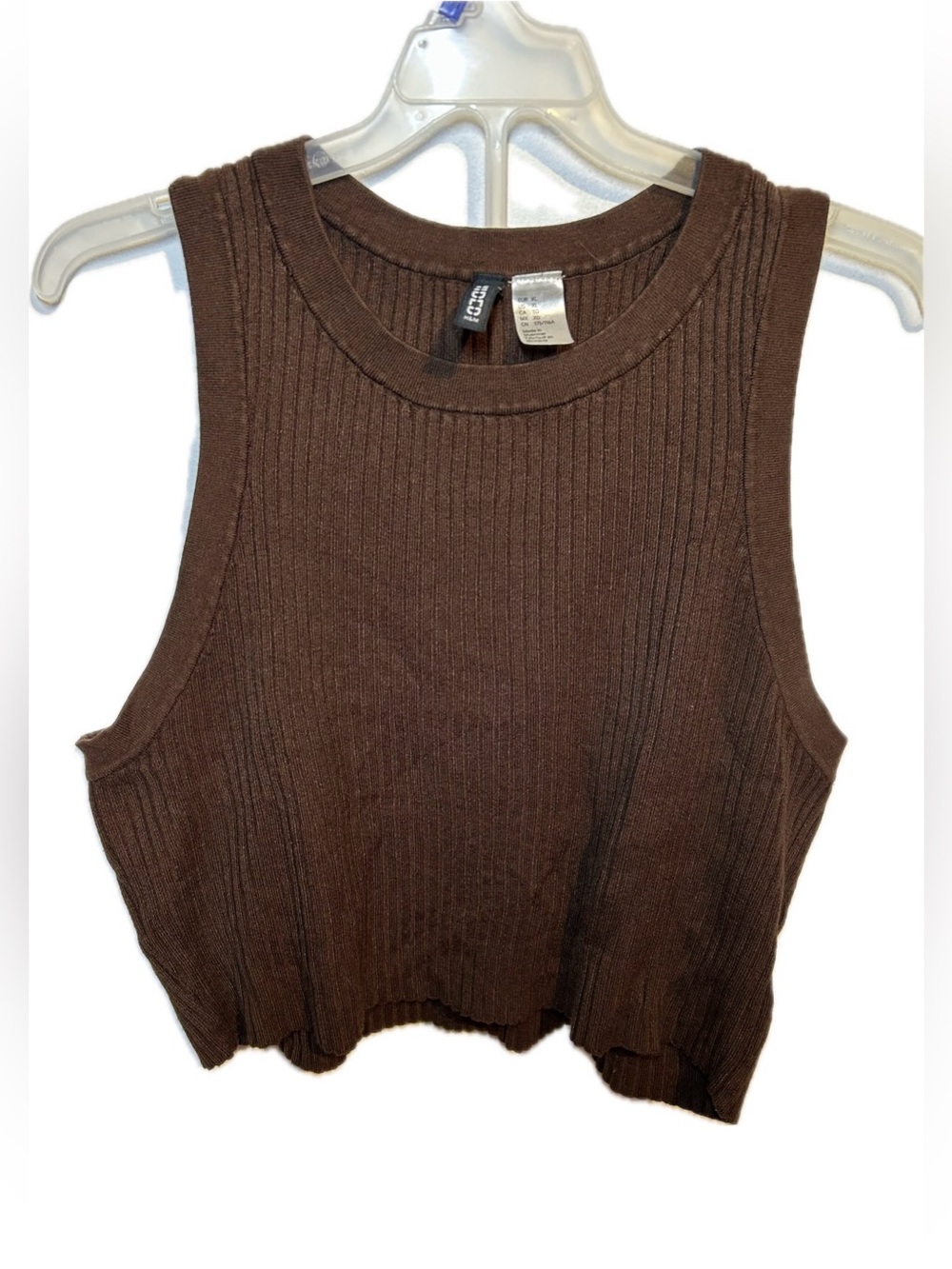 H&M Brown Ribbed Cropped Tank Top